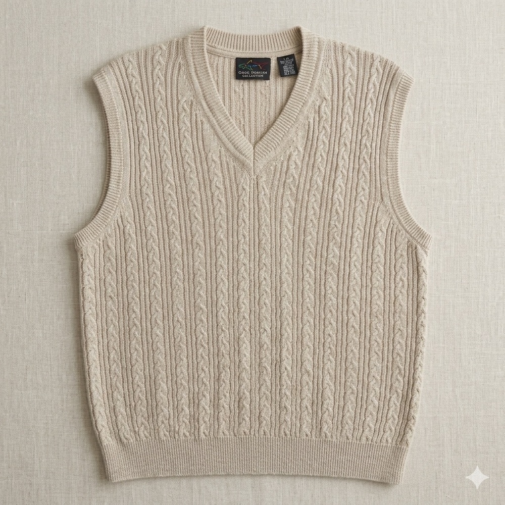 Greg Norman Collection | Linen Cotton Cable Knit Sweater Vest Large